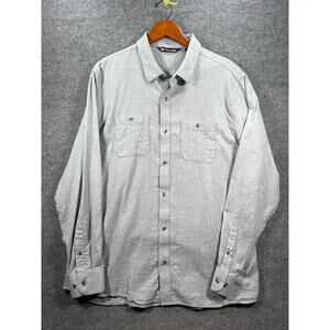 Travis Mathews Cloud Flannel Button Up Shirt Men's XL Gray Long Sleeve Golf